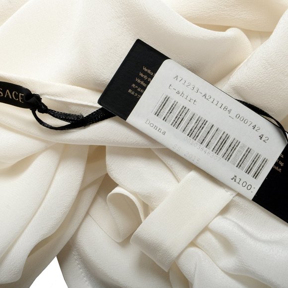 Versace Women's Ivory 100% Silk Blouse Top - Picture 7 of 10